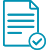 Blue icon of a document with checkmark representing an approved plan
