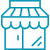 A blue icon of a retail store representing retail provider network.