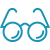 Blue icon of glasses representing CEC vision benefits